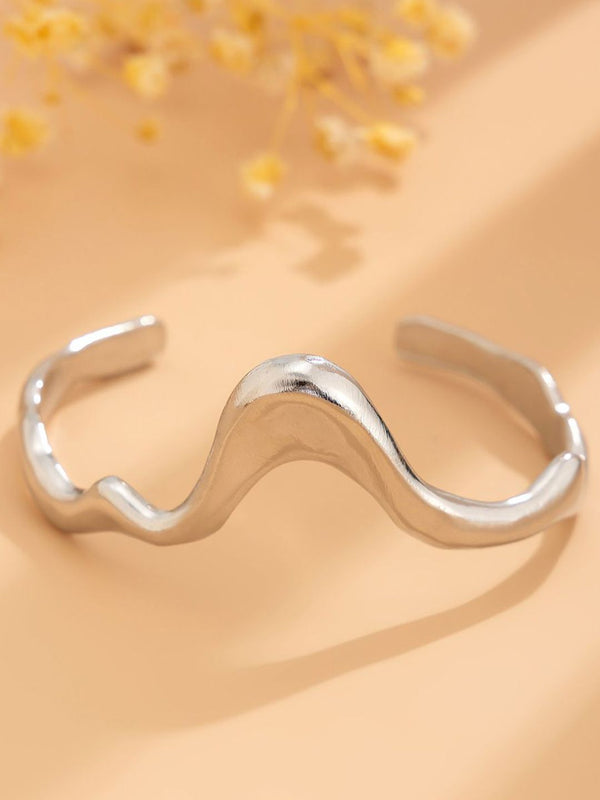 Men Silver-Plated Cuff Bracelet