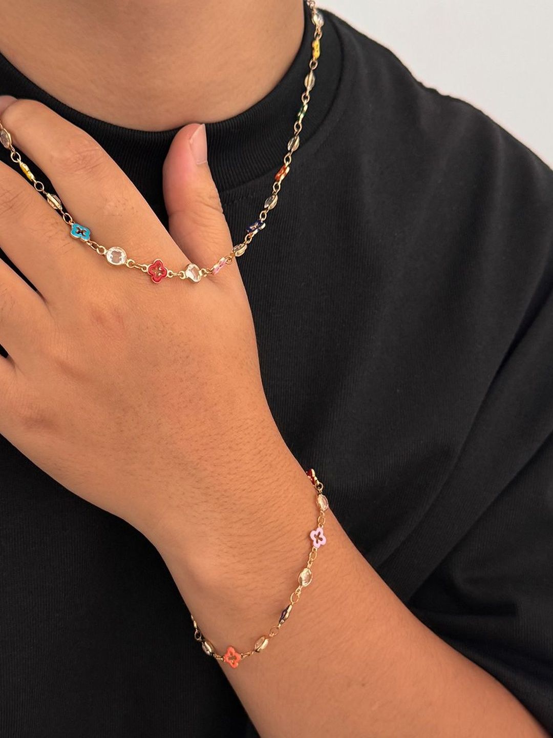 Men Handcrafted Gold-Plated Multistrand Bracelet