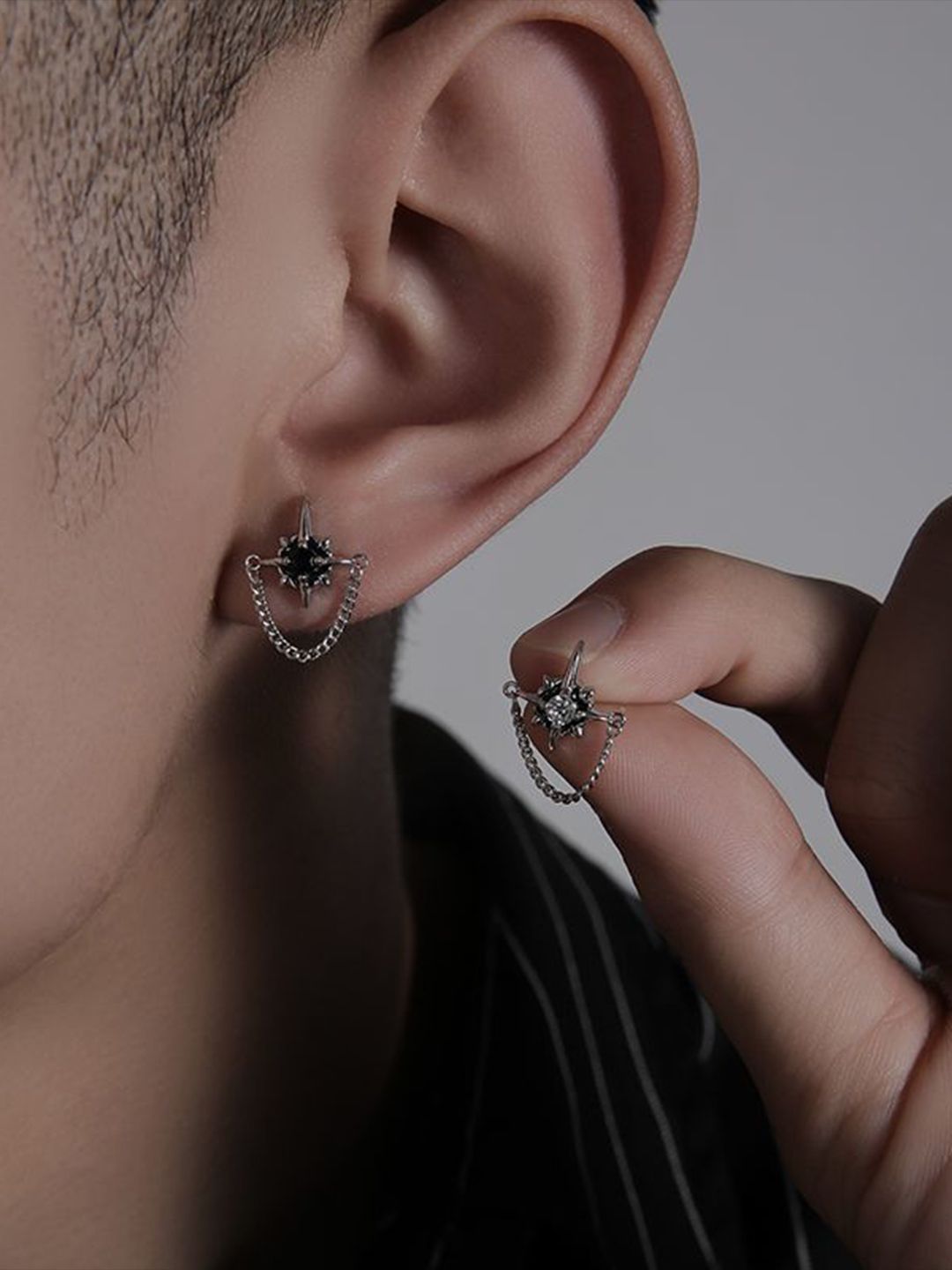 Stainless Steel Silver Plated Studded Contemporary Studs