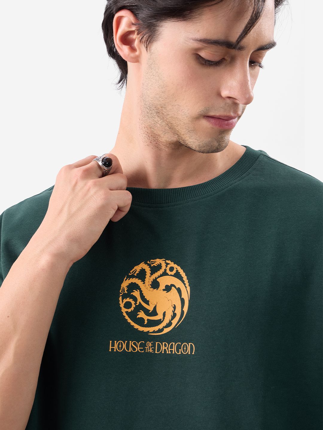 Men Oversized House Of Dragon Green Tshirts