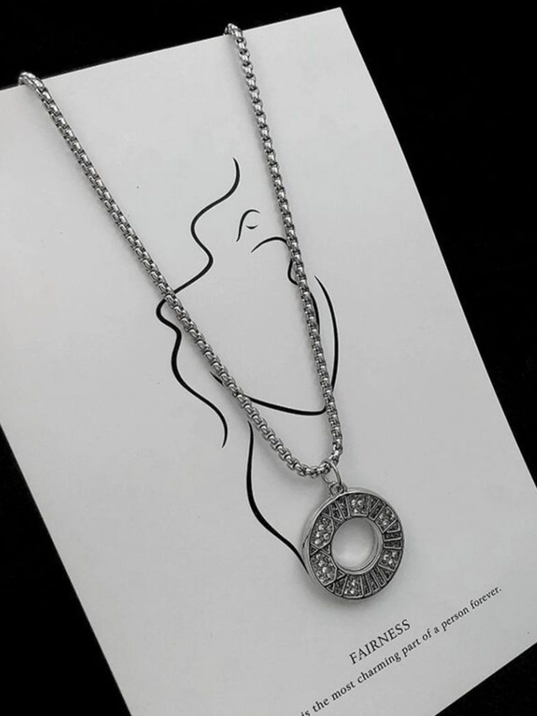 SALTY Silver-Plated Circular Pendant With Chain