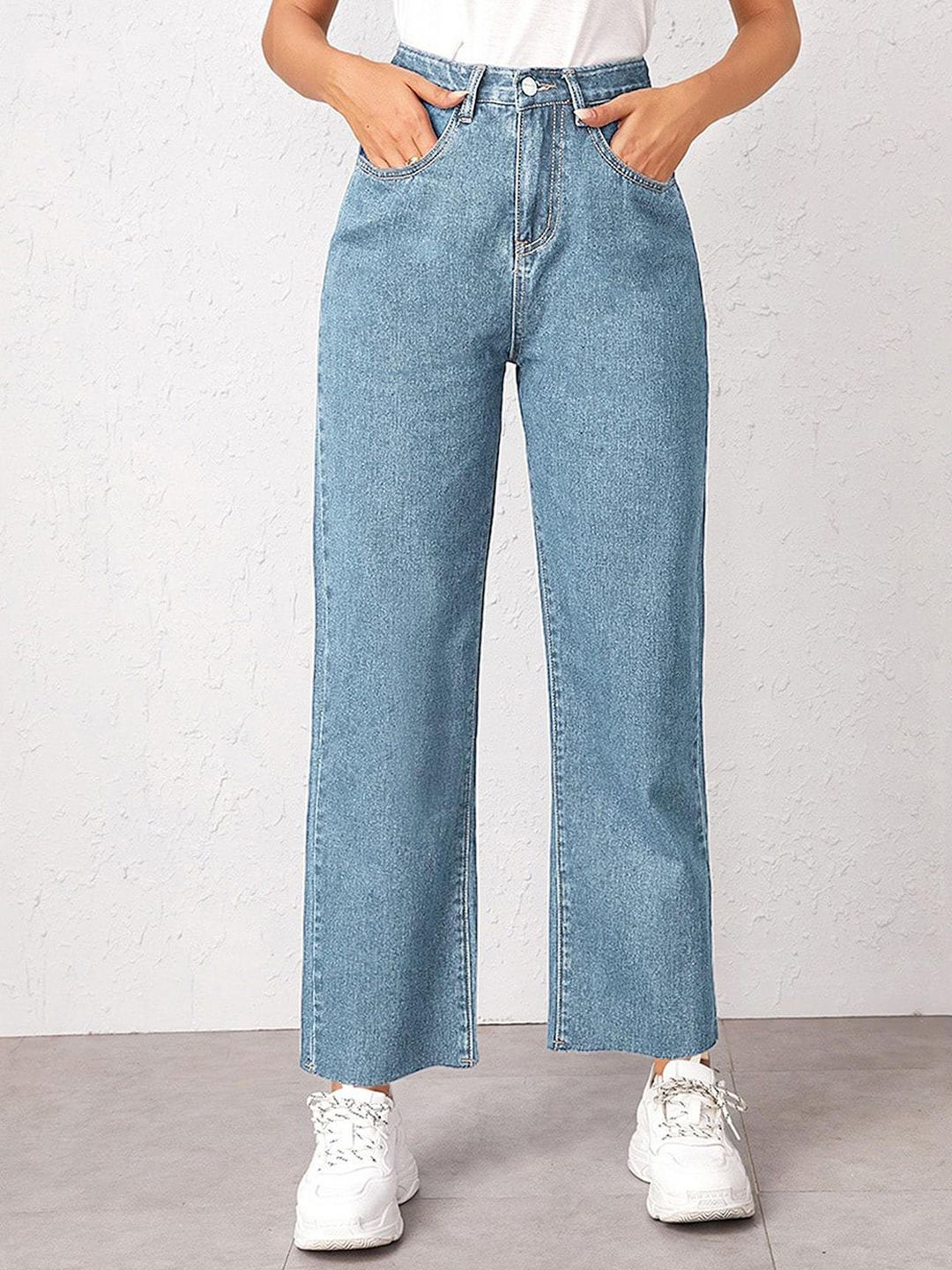 Women Straight Fit High-Rise Light Shade Stretchable Cotton Lycra Blend Jeans