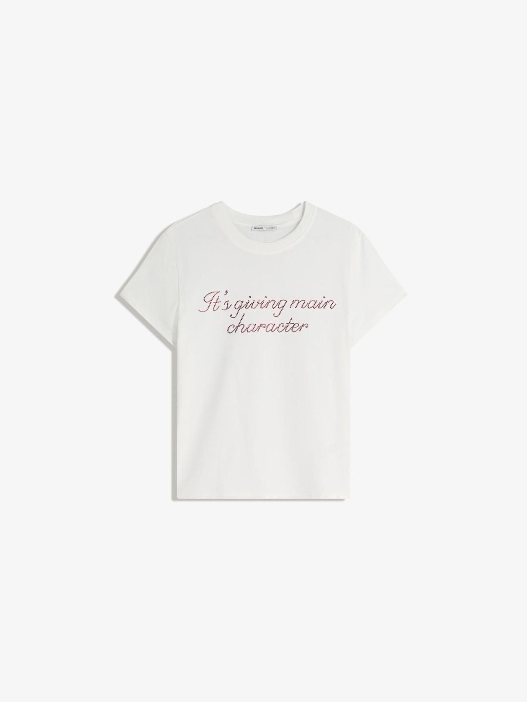 Short sleeve T-shirt with rhinestone print