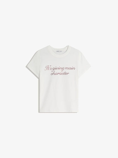 Short sleeve T-shirt with rhinestone print