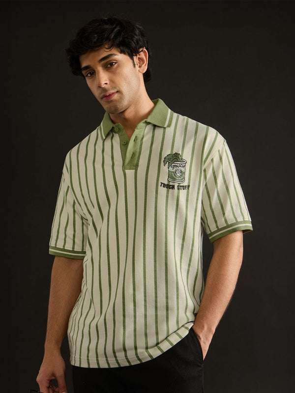 Men Oversized Popeye Printed Polo T-Shirt