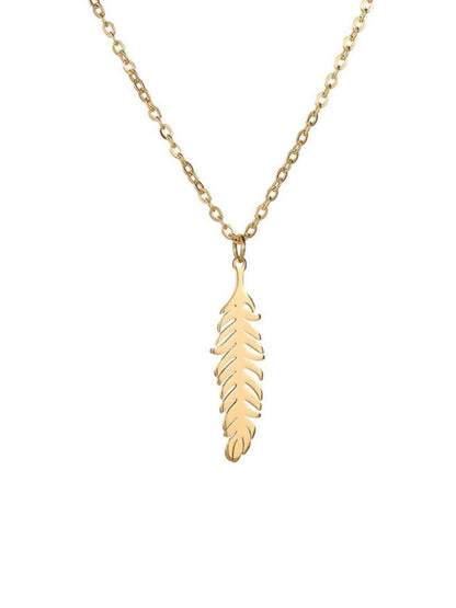 SALTY Stainless Steel Feather Shaped Pendant With Chain