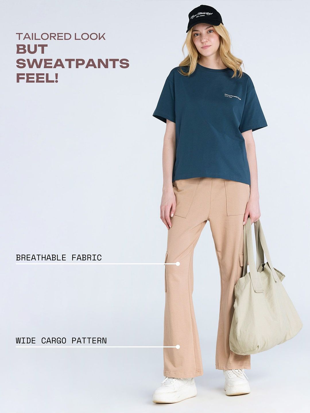 Beige Wide Cargo Joggers