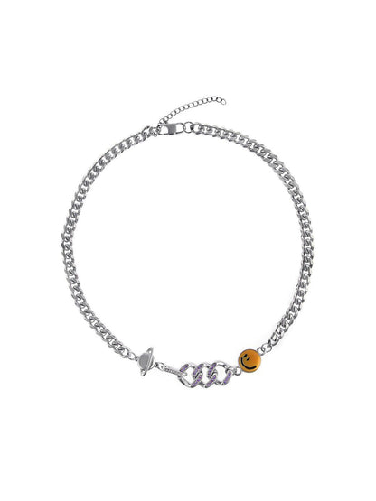 SALTY Men Stainless Steel Stone Studed Chain