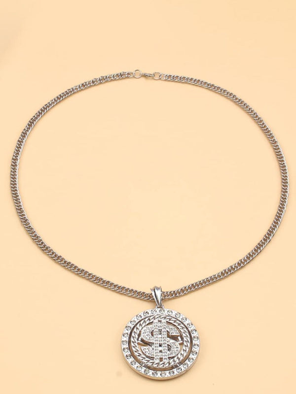 SALTY Stainless Steel Stone Studded Circular Pendants with Chains