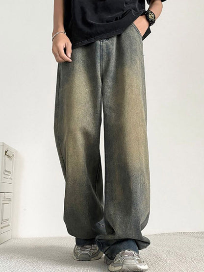Men Wide Leg Medium Shade Jeans
