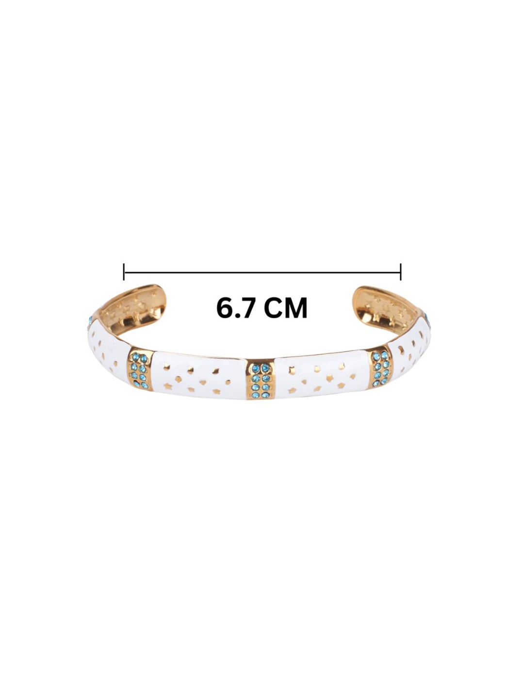 SALTY Women Stainless Steel Stone Studded Opulent Gold Cuff Accents Bracelet