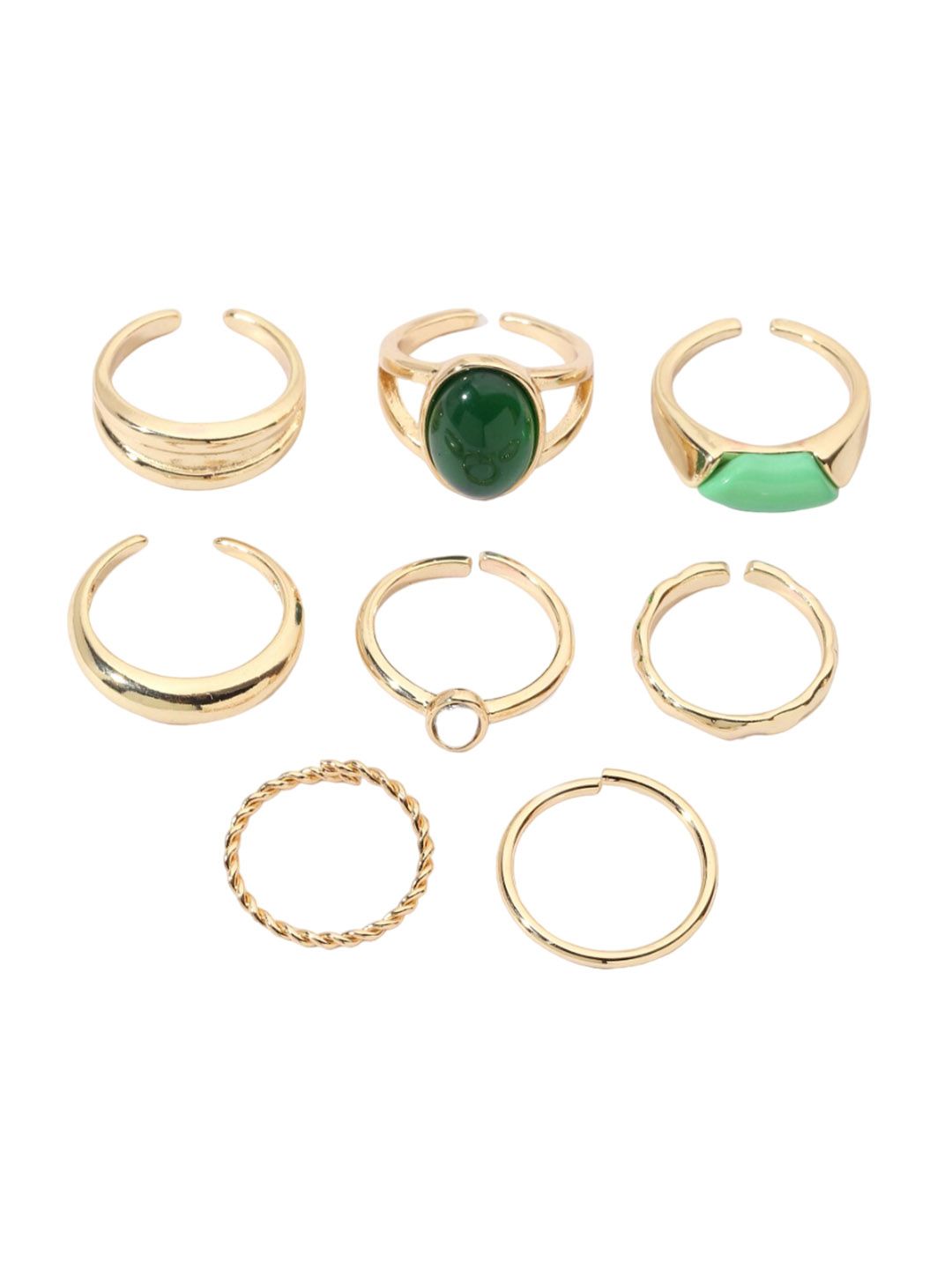 SALTY Set of 8 Emerald Finger Rings for Women