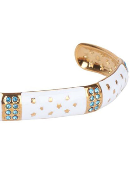 SALTY Women Stainless Steel Stone Studded Opulent Gold Cuff Accents Bracelet