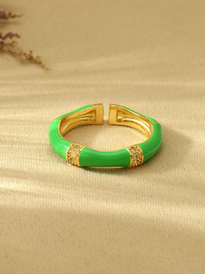 SALTY Stone-Studded Adjustable Finger Ring