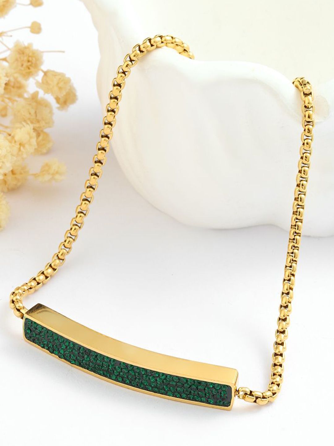 SALTY Stainless Steel Stone-Stuuded Midnight Enamel Wraparound Bracelet