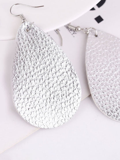 Silver-Plated Oval Shaped Drop Earrings