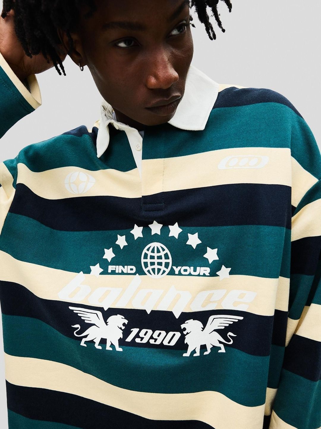 Printed plush polo shirt