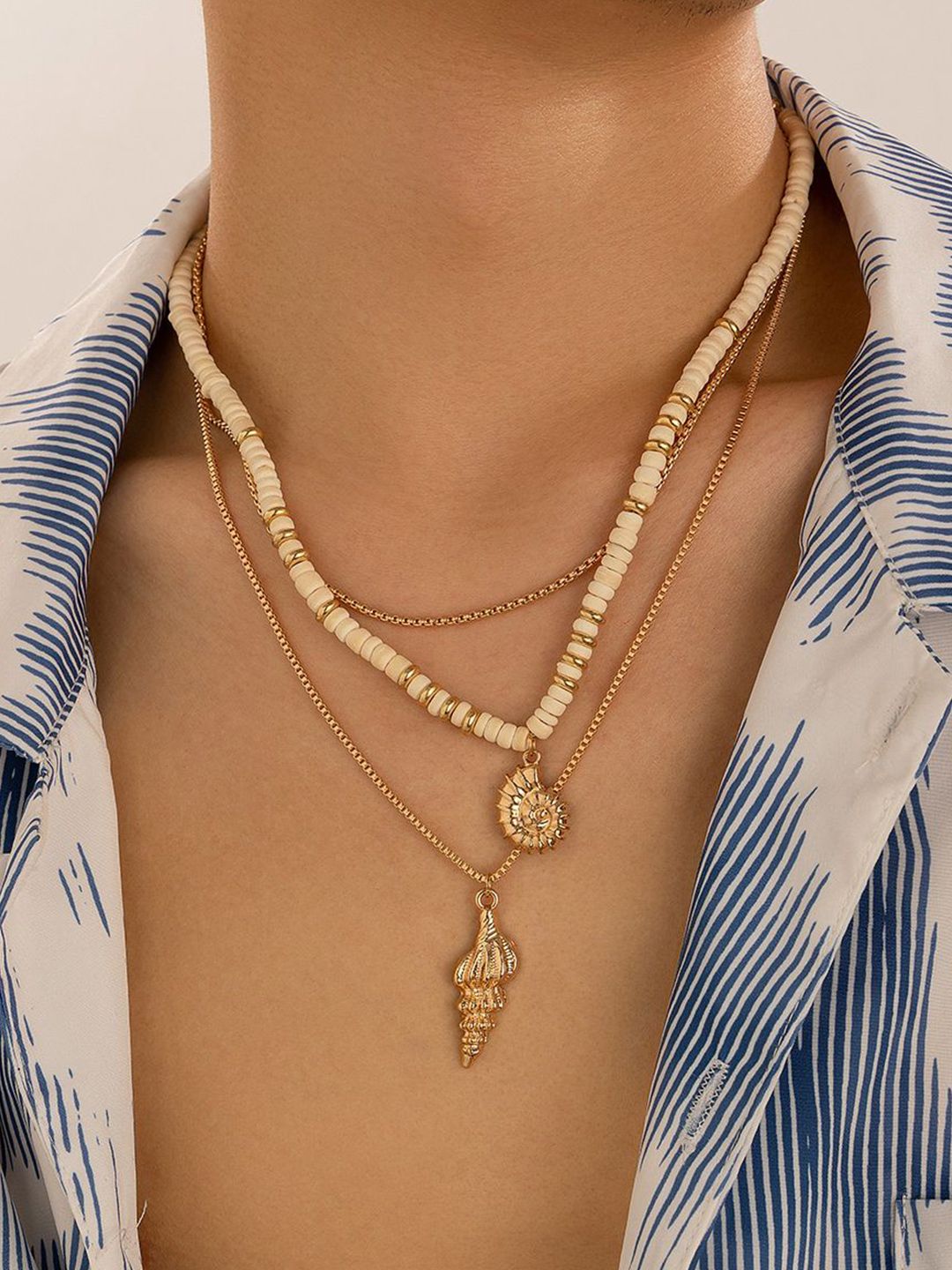 Gold-Plated Artificial Baeded MInimal Necklace