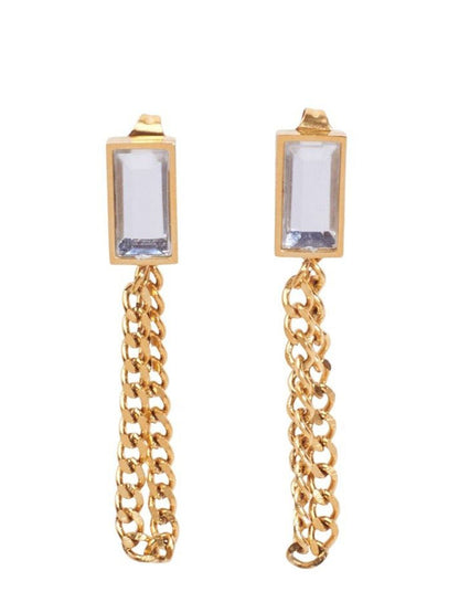 SALTY Ivory Sparkle Stainless Steel Contemporary Drop Earrings