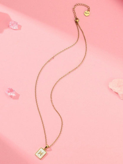 SALTY Gold & White Sign of the Stars Zodiac Pisces Pendant With Chain