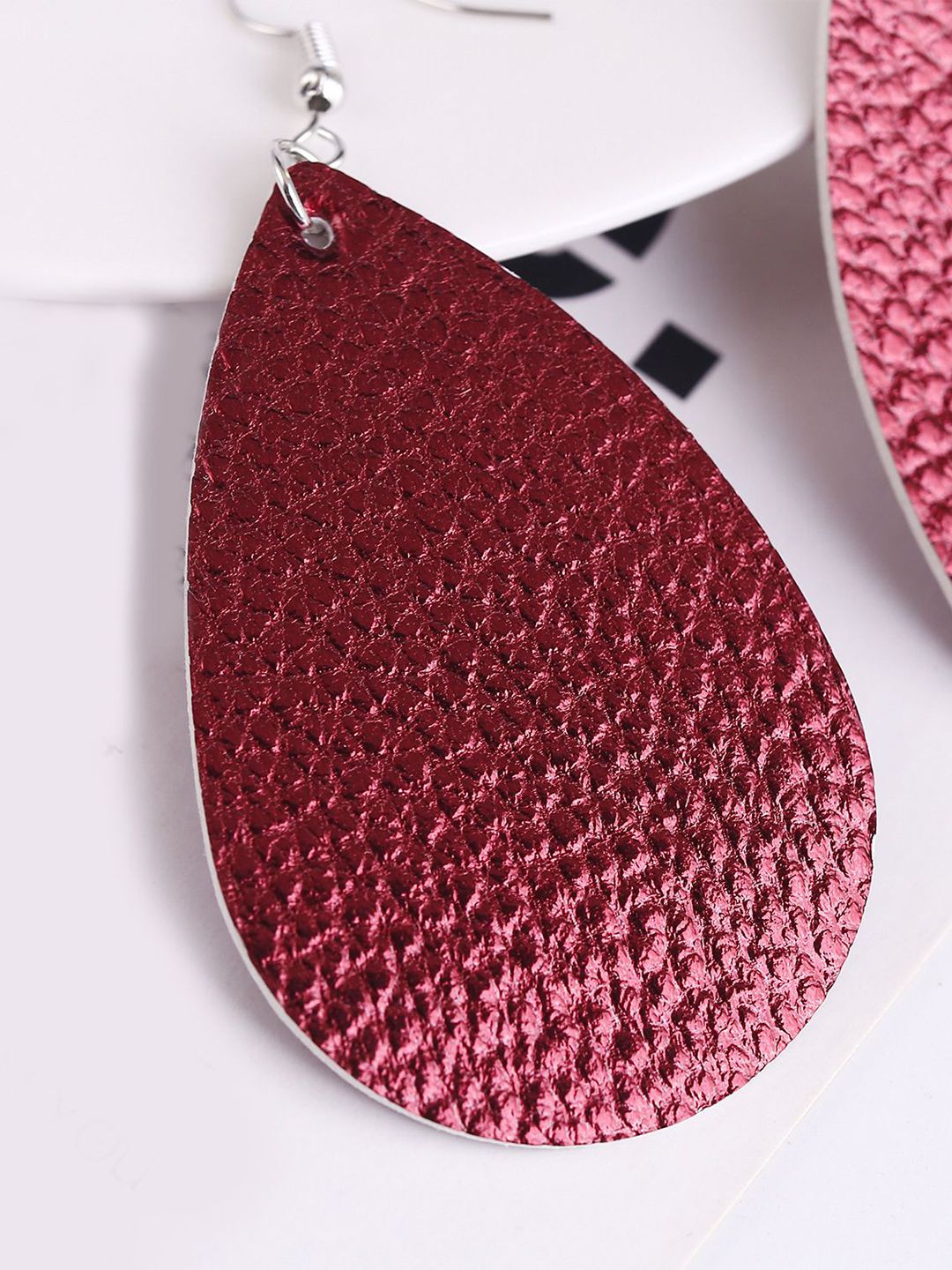 Silver-Plated Oval Shaped Drop Earrings