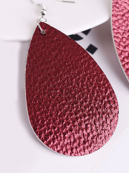 Silver-Plated Oval Shaped Drop Earrings