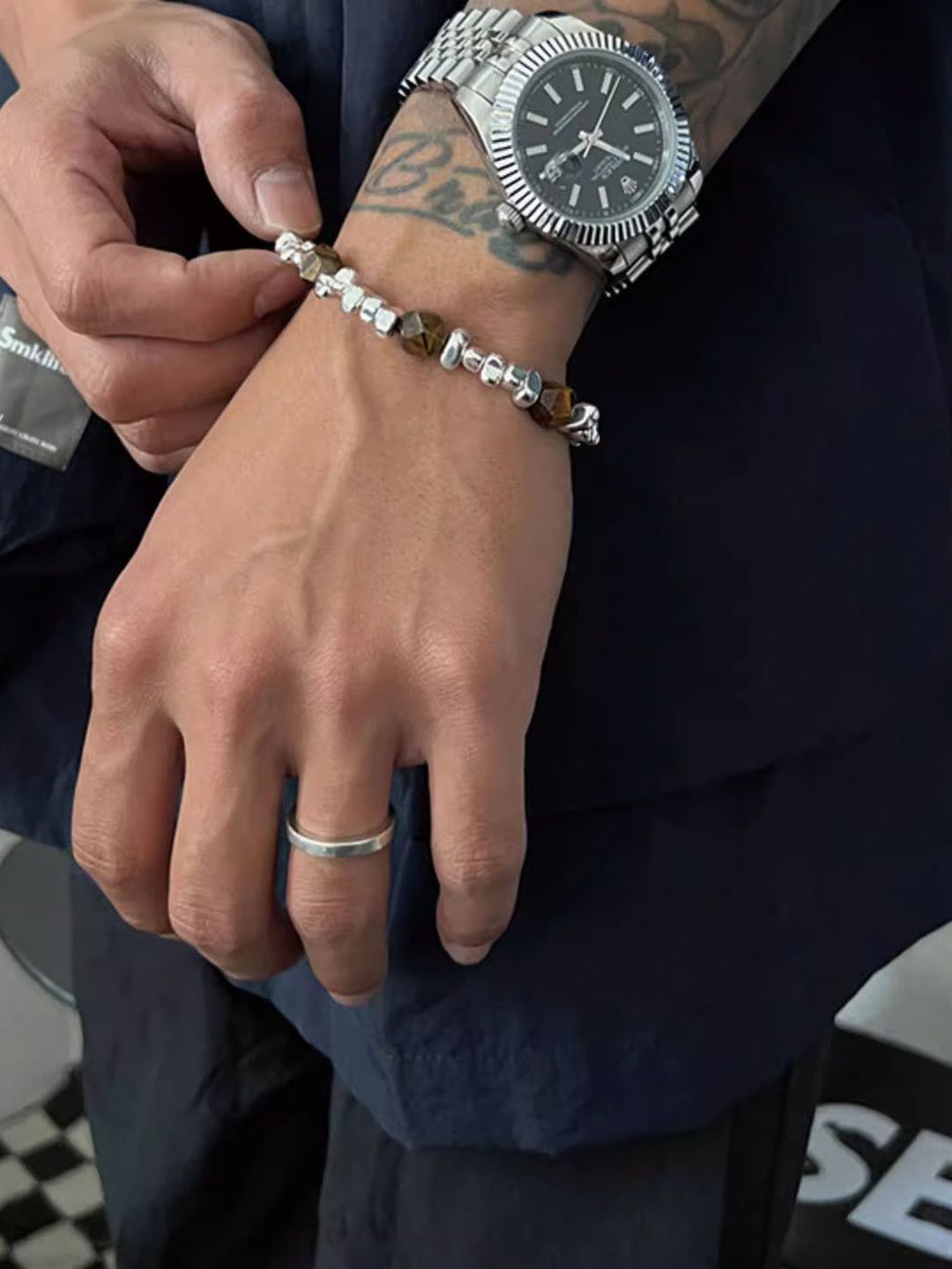 Men Silver-Plated Link Bracelet