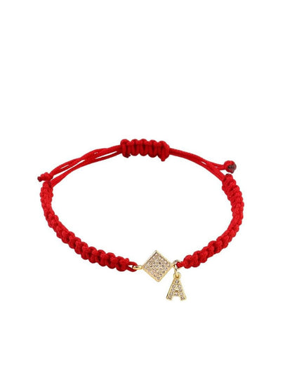 SALTY Women Stainless Steel Stone Studded Alphabet Y Wraparound Thread Bracelet