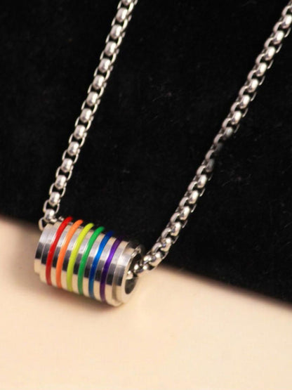 SALTY Men Rainbow Rotate -Shaped Pendants With Chains