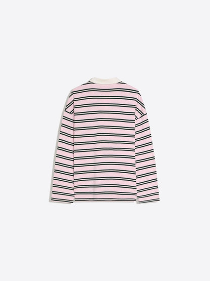 Printed long-sleeve polo collar T-shirt