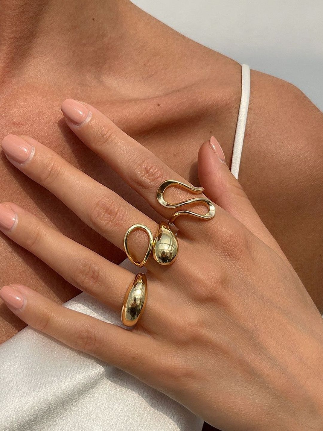 Set of 3 Gold-Plated Finger Ring