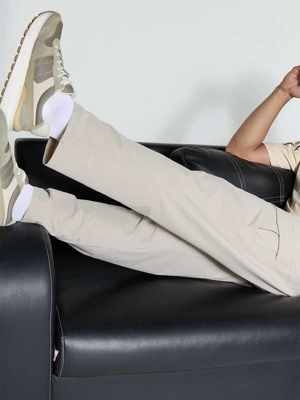 Beige Stride Cargo Pants