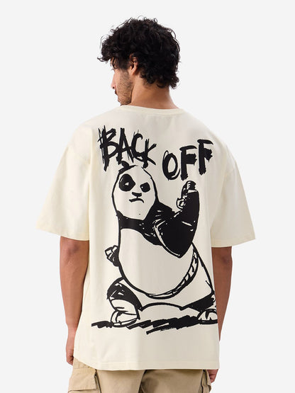 Men Oversized Kung Fu Panda Off White Tshirts