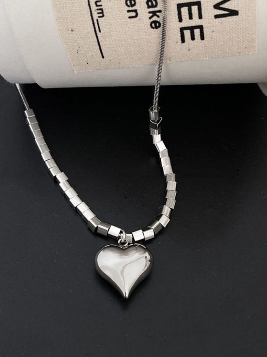 SALTY Men Stainless Steel Heart Shaped Pendants with Chains