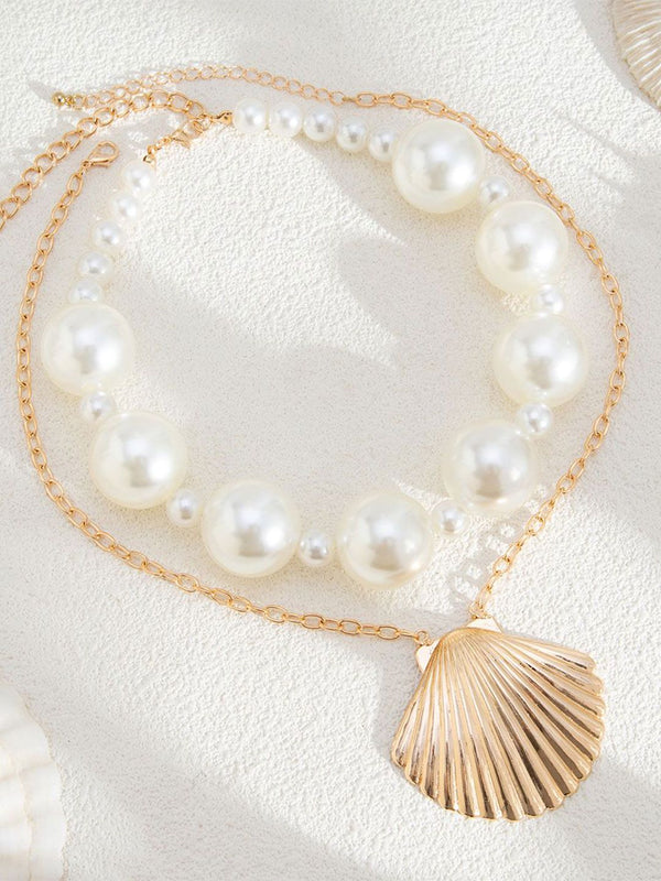 Gold-Plated Artificial Stone Baeded MInimal Necklace