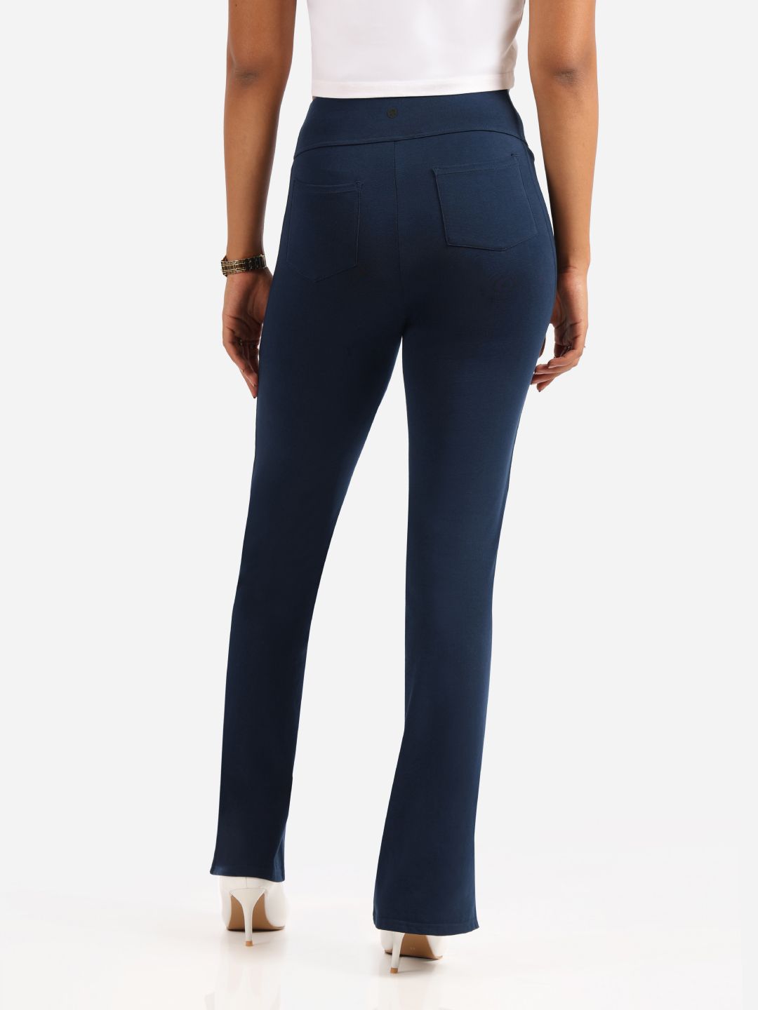 Women Waist Groove In Cotton Flare Track Pants