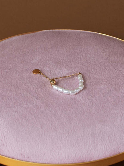 SALTY Gold-Plated Beaded Adjustable Chain Linked Ring