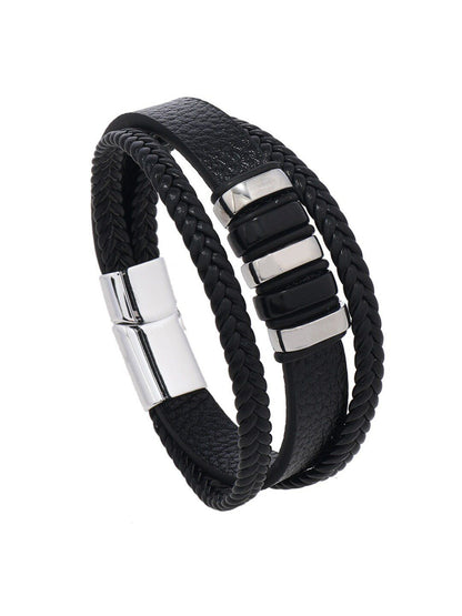 SALTY Men Leather Multistrand Bracelet
