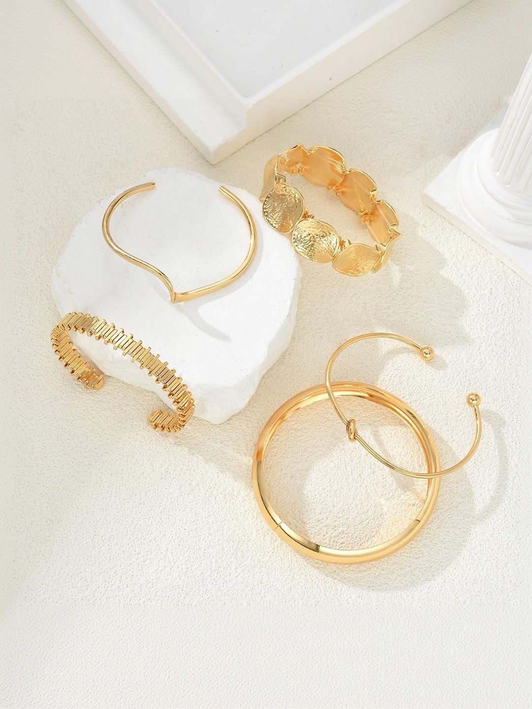 Women 5 Gold-Plated Kada Bracelet