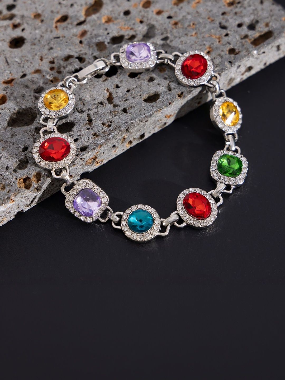 Men Antique Silver-Plated Link Bracelet
