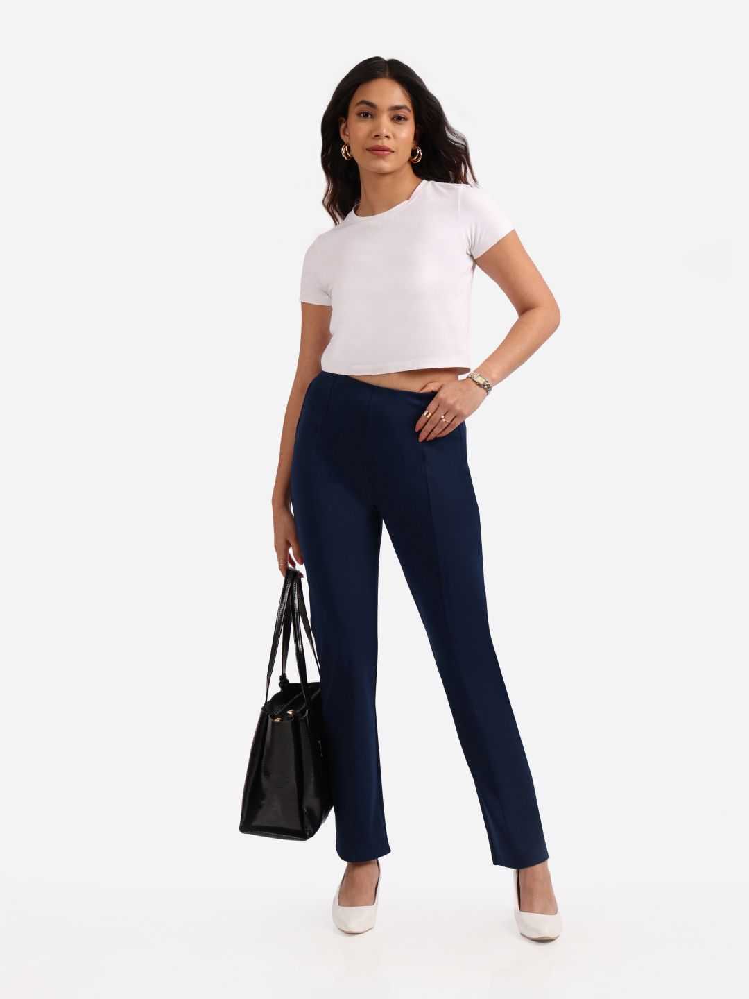 Women Ultimate Straight Fit High-Rise Pleated Trouser Tall Variant