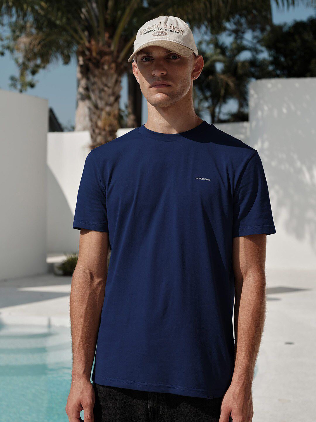 Men Pure Cotton Round Neck Supima Relaxed Fit T-shirt