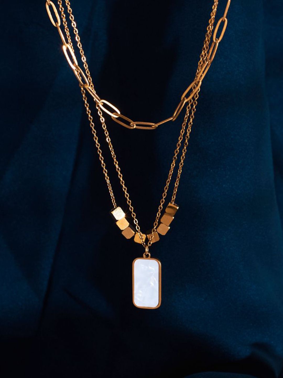SALTY Marble Layered Stainless Steel Necklace