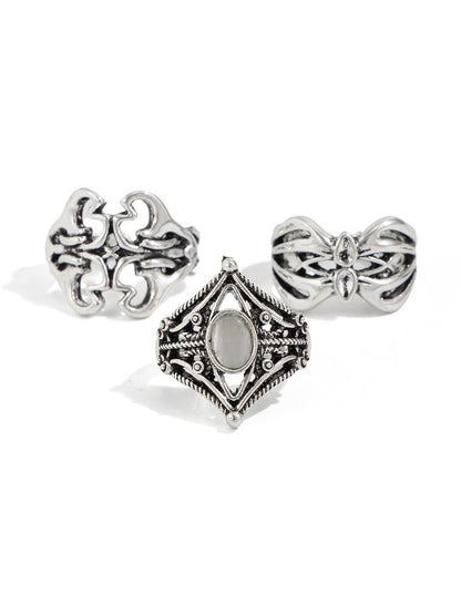 Set of 3 Silver-Plated Finger Ring
