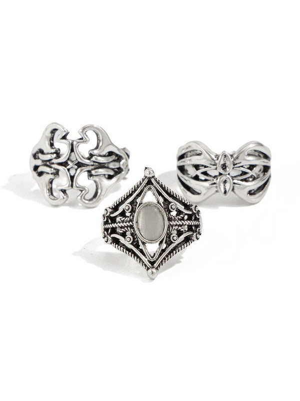 Set of 3 Silver-Plated Finger Ring