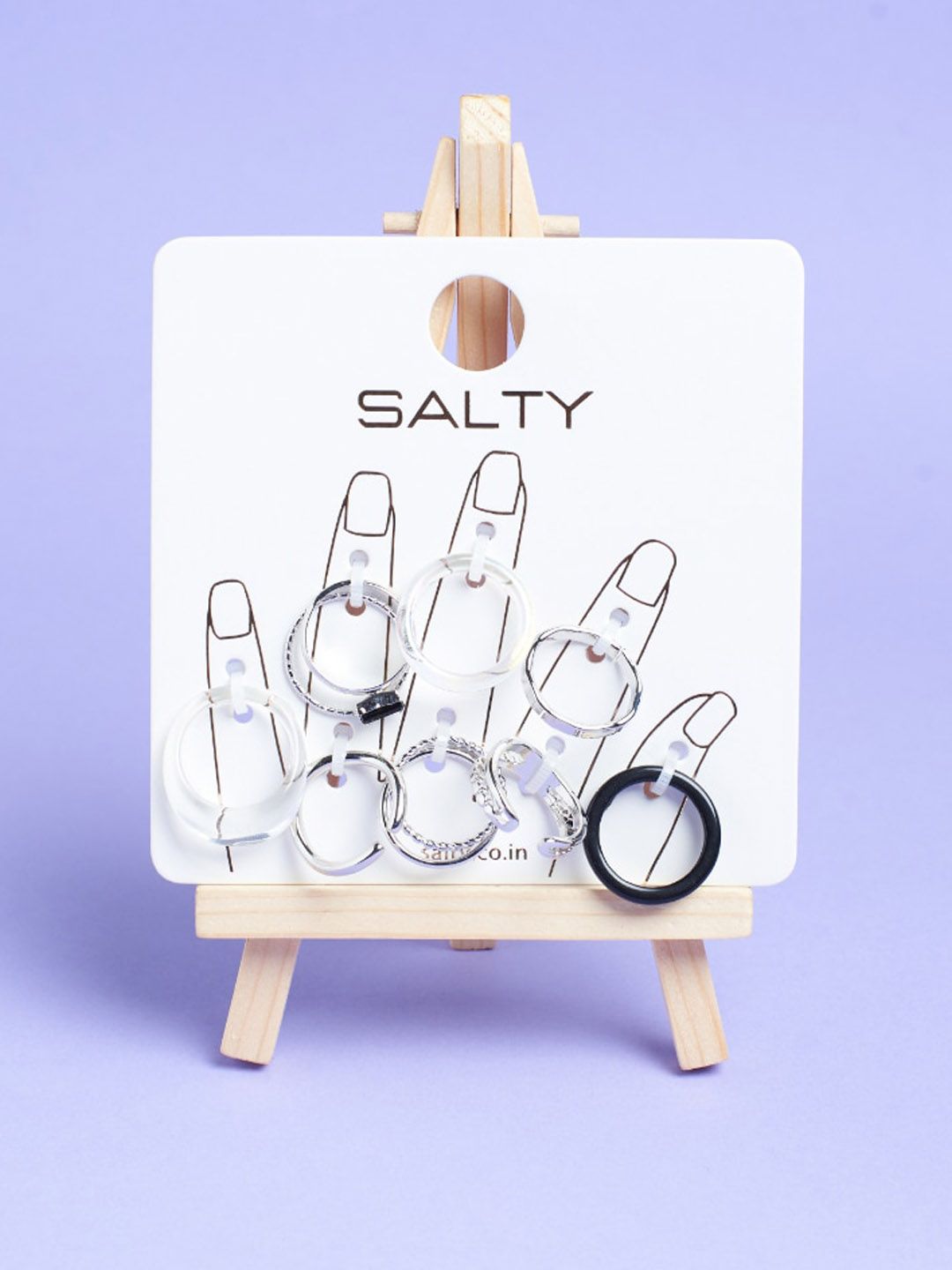 SALTY Set Of 10 Stackable Harmony Finger Rings