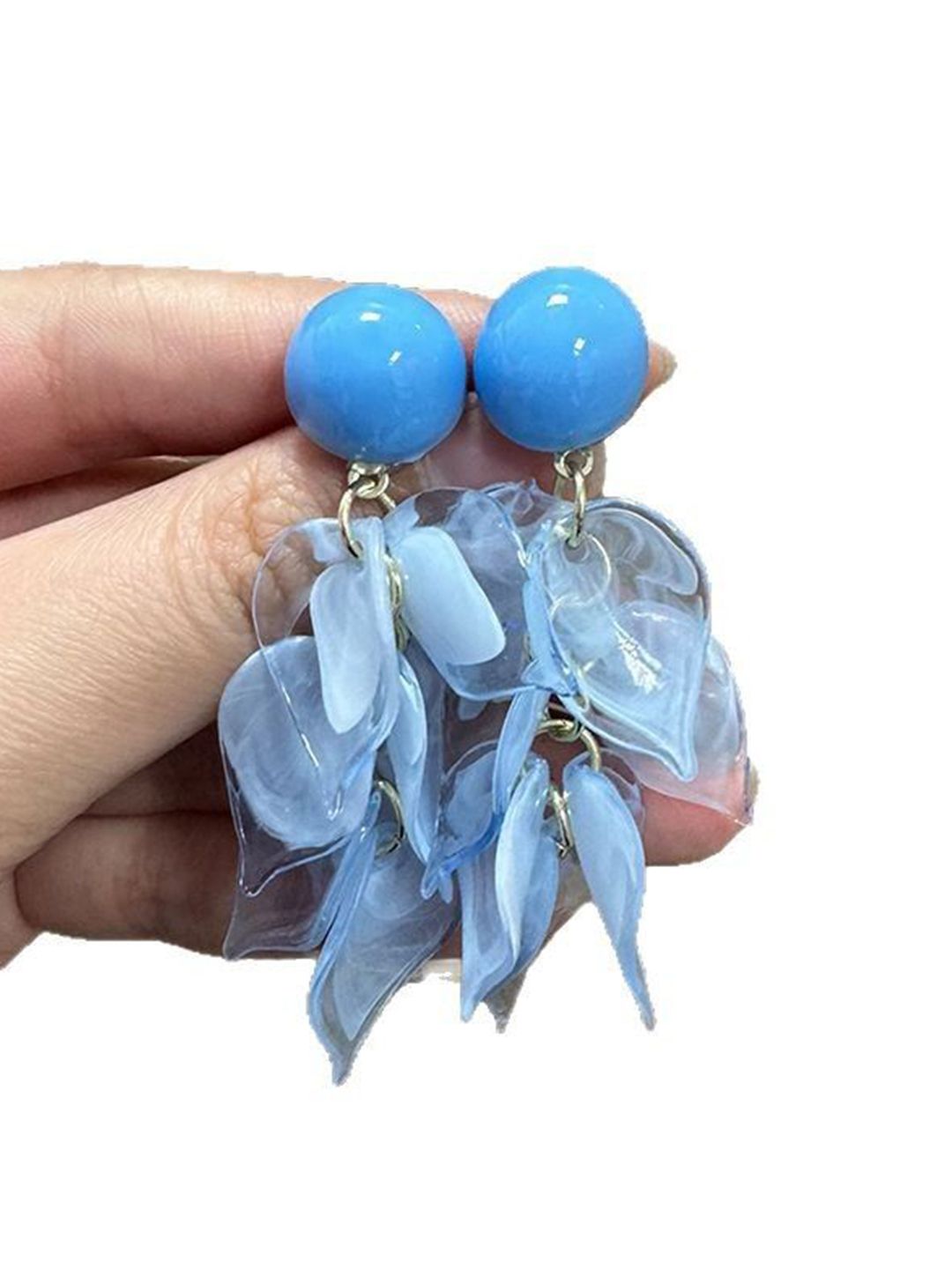 Artificial Beads Beaded Leaf Shaped Drop Earrings