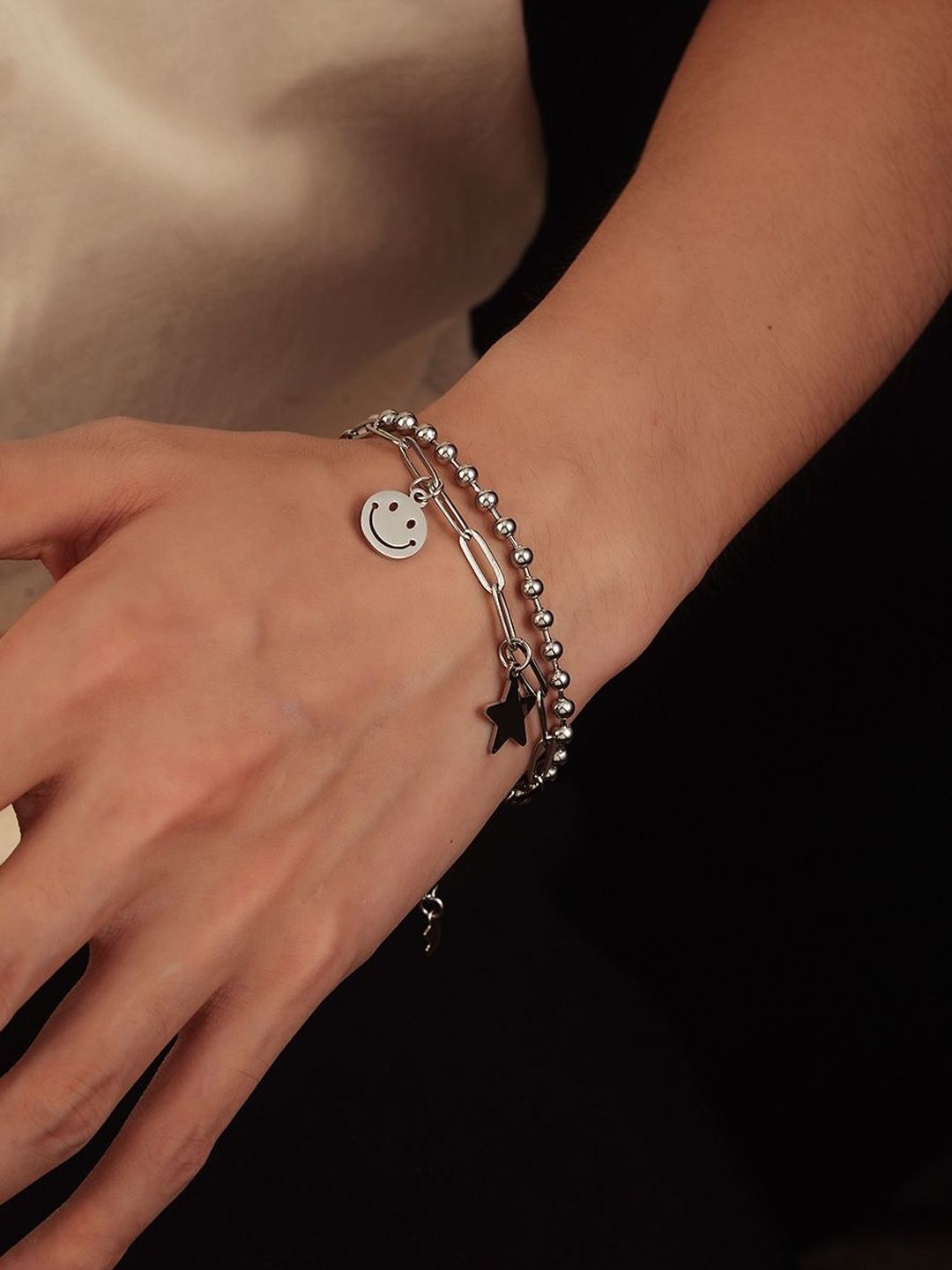 Men Handcrafted Silver-Plated Link Bracelet