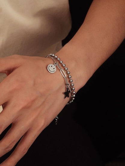 Men Handcrafted Silver-Plated Link Bracelet