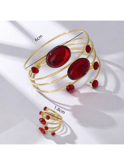 Gold-Plated Stone Studded Jewellery Set